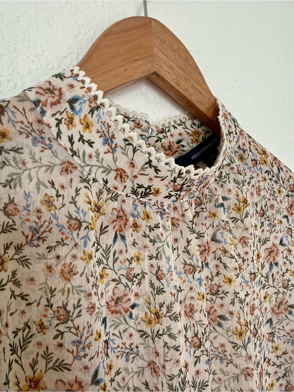 French Connection Peach Floral Long-Sleeve Peasant Blouse - Picture 5 of 7